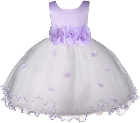 Pink Promise Flower Petals Ruffled Tulle Wedding Party Girl Princess Dress in Saudi Arabia