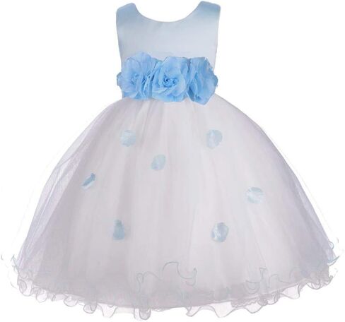 Pink Promise Flower Petals Ruffled Tulle Wedding Party Girl Princess Dress in Saudi Arabia