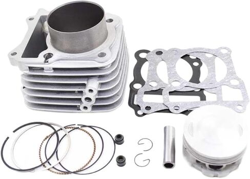 طقم أسطوانات دراجة نارية 65.5 مللي متر تتحمل 165cc متوافق مع محرك GN125 GS125 EN125 EN125HU K157FMI (أسطوانة فضية) in Saudi Arabia