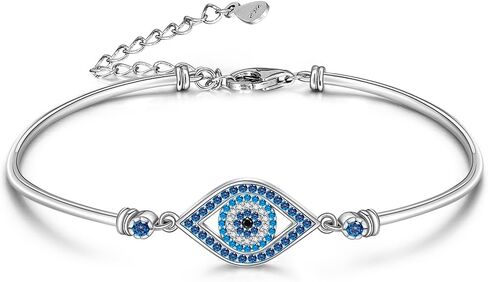 Evil Eye Bracelets for Women 925 Sterling Silver Greek Blue Evil Eye Bracelet for Protection Gifts Good Lucky Adjustable Chain Charm Jewelry in Saudi Arabia