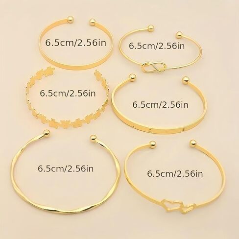 Gold Bangle Bracelet, 6 Pcs Layer Stackable Cuff Bracelet Set, 14K Gold Plated Dainty Layered Chain for Women (Gold) in Saudi Arabia