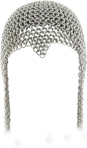 Butted Chainmail Coif Hood, Medieval Aluminum Silver Chainmail Coif Armor Costume Wearable Adult Replica Costumes Armour, 9MM Round Butted Rings, Anodized Finish in Saudi Arabia