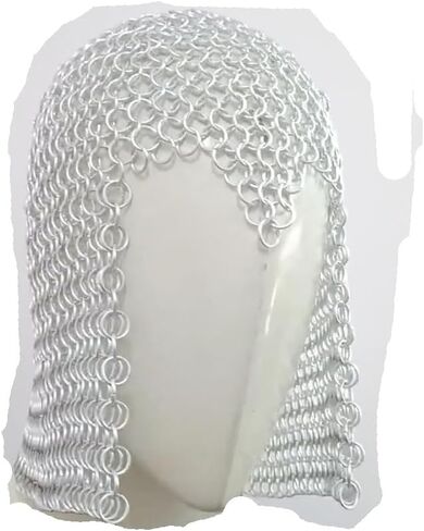 Butted Chainmail Coif Hood, Medieval Aluminum Silver Chainmail Coif Armor Costume Wearable Adult Replica Costumes Armour, 9MM Round Butted Rings, Anodized Finish in Saudi Arabia