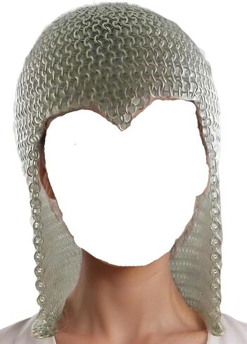 Butted Chainmail Coif Hood, Medieval Aluminum Silver Chainmail Coif Armor Costume Wearable Adult Replica Costumes Armour, 9MM Round Butted Rings, Anodized Finish in Saudi Arabia
