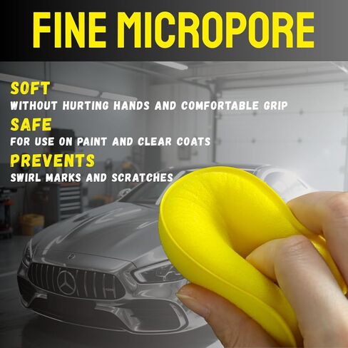 وسادات لوضع المكياج من الألياف الدقيقة مقاس 4 بوصات، أداة وضع شمع السيارة، باللون الأصفر، 8 عبوات بدون ضغط وتلميع إسفنجي للسيارة والحمام وتنظيف الجلود والتلميع الدقيق in Kuwait