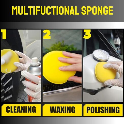 وسادات لوضع المكياج من الألياف الدقيقة مقاس 4 بوصات، أداة وضع شمع السيارة، باللون الأصفر، 8 عبوات بدون ضغط وتلميع إسفنجي للسيارة والحمام وتنظيف الجلود والتلميع الدقيق in Kuwait