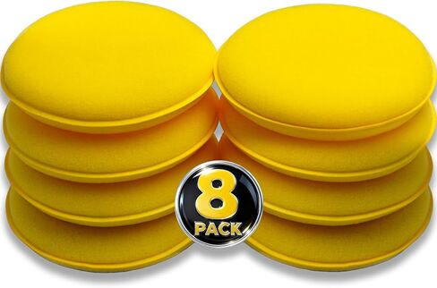 وسادات لوضع المكياج من الألياف الدقيقة مقاس 4 بوصات، أداة وضع شمع السيارة، باللون الأصفر، 8 عبوات بدون ضغط وتلميع إسفنجي للسيارة والحمام وتنظيف الجلود والتلميع الدقيق in Kuwait