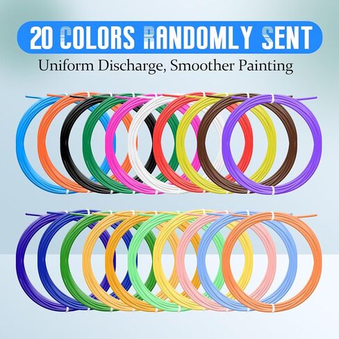 3D Pen Filament,PLA 3D Doodler Pen Filament Refills,230°C No-Clog Flow, 1.75mm, 20 Colors in Pack, 15 feet per Color, Works with SCRIB3D, PIKA3D, MYNT3D and Most Other 3D Printing Pens in Kuwait