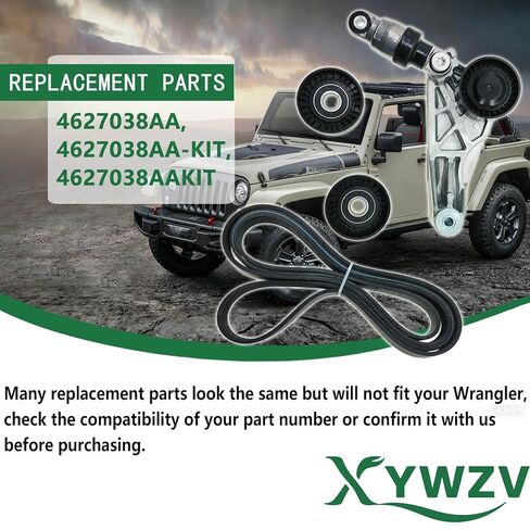 Drive Belt Kit with Tensioner & Idler Pulley Compatible with Wrangler 2012-2017, Wrangler JK 3.6L V6 2018, Replace 4627038AA 4627038AA-KIT 4627038AAKIT in Saudi Arabia