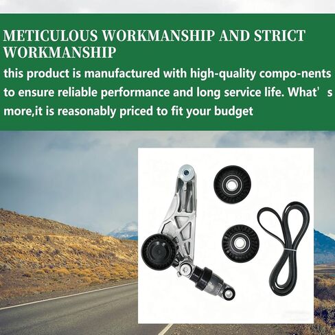 Drive Belt Kit with Tensioner & Idler Pulley Compatible with Wrangler 2012-2017, Wrangler JK 3.6L V6 2018, Replace 4627038AA 4627038AA-KIT 4627038AAKIT in Saudi Arabia