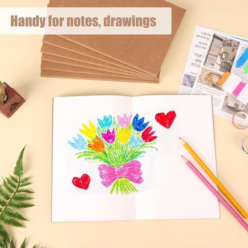 دفاتر ملاحظات كرافت فارغة، مجموعة دفاتر يوميات مقاس A5، دفاتر رسم ورقية غير مبطنة، مجموعة مذكرات سفر مقاس 8.3 × 5.5 بوصة مكونة من 60 صفحة لليوميات والطلاب والأطفال والكتابة (قطعة واحدة) in Saudi Arabia
