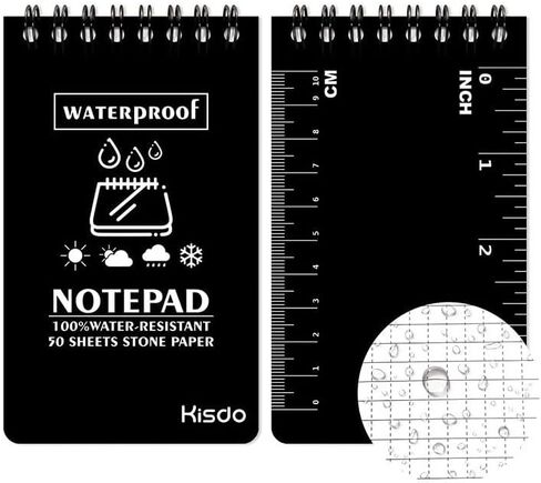 Waterproof Personal Organizers Notebook(3In x 5In), 50 Sheets Pocket Size Notepad with Top-Spiral and Scale Lines, Steno Note Pads for Outdoor Activities Recording, Black in Saudi Arabia