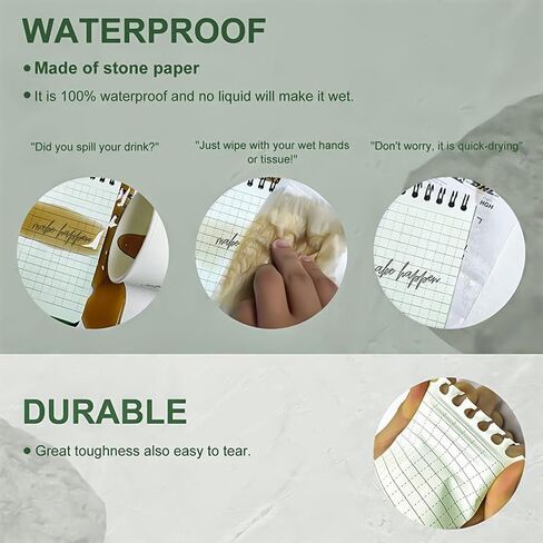 Waterproof Personal Organizers Notebook(3In x 5In), 50 Sheets Pocket Size Notepad with Top-Spiral and Scale Lines, Steno Note Pads for Outdoor Activities Recording, Black in Saudi Arabia