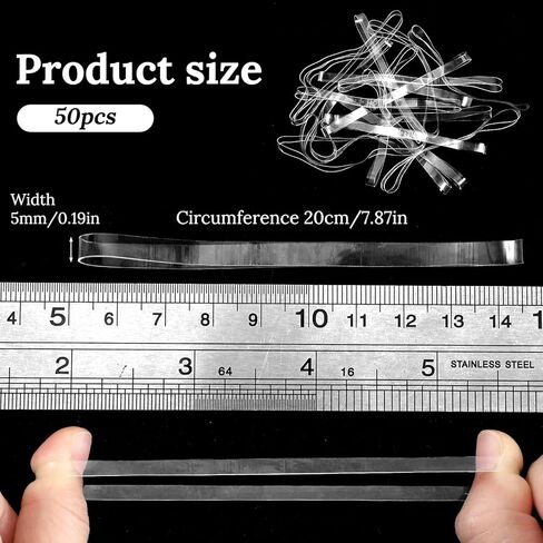 50 Pcs Clear Rubber Bands Large Rubber Bands Transparent Stretchable Rubberband 200x5mm Heavy Duty Elastic Silicone Band for Home Office Crafts Securing Thick Files Garbage Can Kitchen Restaurant in Saudi Arabia