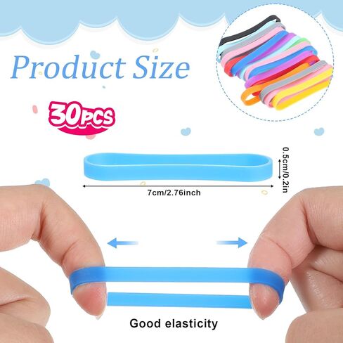 30 Pcs Silicone Rubber Bands 3 Inches Colored Rubber Band Office Supplies Elastic Silicone Bands for Wallet Card Cooking Boxes Wraps Notebook Gift Packing in Saudi Arabia