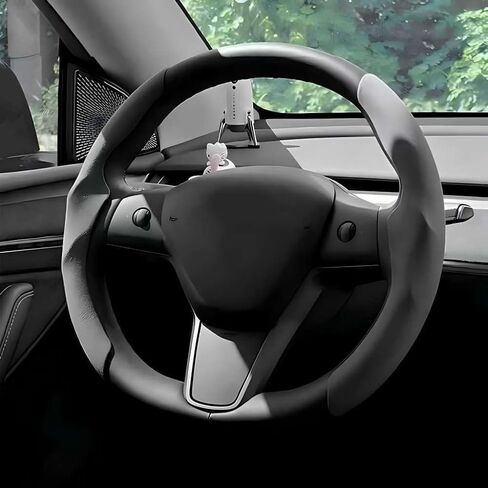 for Tesla Model 3/Y 2016-2025 2026 Juniper/Highland Steering Wheel Cover Suede Steering Wheel Protector Auto Non Slip Grip Function Accessories (Pink) in Saudi Arabia
