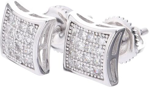 Fashion Bust Down 7 mm Puffed Dome Square Block Screw Back Stud Earrings 445 (Sterling Silver) in Saudi Arabia