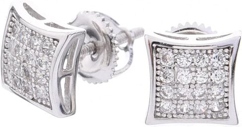 Fashion Bust Down 7 mm Puffed Dome Square Block Screw Back Stud Earrings 445 (Sterling Silver) in Saudi Arabia