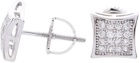 Fashion Bust Down 7 mm Puffed Dome Square Block Screw Back Stud Earrings 445 (Sterling Silver) in Saudi Arabia