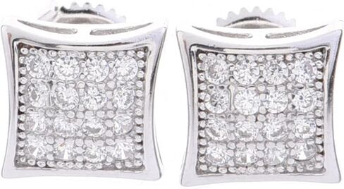 Fashion Bust Down 7 mm Puffed Dome Square Block Screw Back Stud Earrings 445 (Sterling Silver) in Saudi Arabia