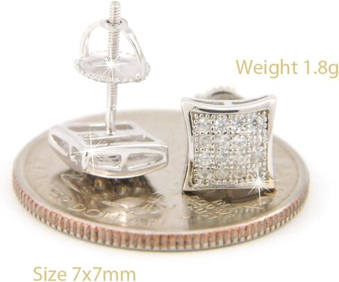 Fashion Bust Down 7 mm Puffed Dome Square Block Screw Back Stud Earrings 445 (Sterling Silver) in Saudi Arabia