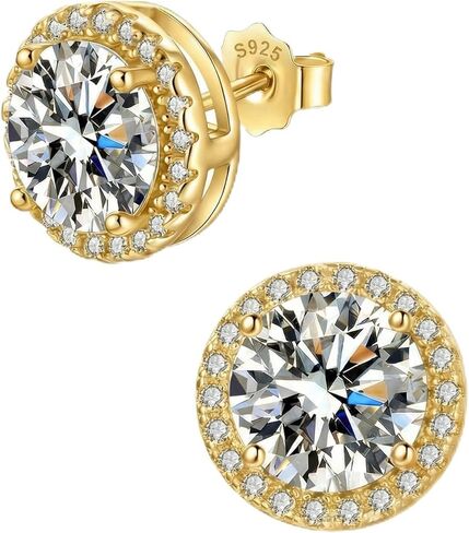 Moissanite Earrings Diamond Stud Earrings for Women Hypoallergenic Flat Back 18k Gold Plated S925 Sterling Silver Earrings for Men D Color VVS Clarity Lab-Grown Diamond in Kuwait