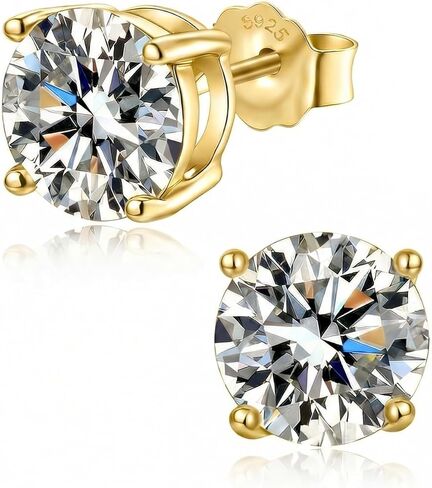 Moissanite Earrings Diamond Stud Earrings for Women Hypoallergenic Flat Back 18k Gold Plated S925 Sterling Silver Earrings for Men D Color VVS Clarity Lab-Grown Diamond in Saudi Arabia