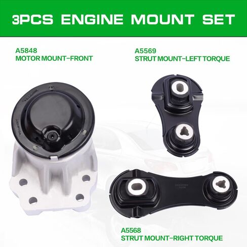Engine Motor Transmission Mount Kit Compatible with 2010-2019 Flex Taurus Lincoln MKT 3.5L Turbocharged engine & 2010-2016 Lincoln MKS 3.5L Turbocharged engine，Replace OE A5771 A5568 A5569 Set of 3 in Saudi Arabia