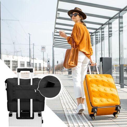 Japard 2 WAY Gym Small Bag for Women with Shoe Compartment, Waterproof Travel Duffel, Large Carry-On Tote with Wet Pocket & Luggage Sleeve, Sports Workout Bag (Black) in Saudi Arabia