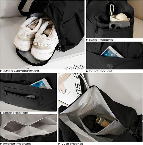 حقيبة رياضية صغيرة للنساء، حقيبة رياضية صغيرة لصالة الألعاب الرياضية مع حجرة للأحذية وجيب مبلل للسفر أثناء ممارسة اليوجا in Kuwait