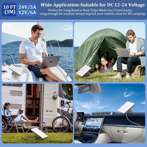 Starlink Mini Cable 10FT، Bangfun 4 in1 Starlink Mini Car Charger 12V DC كابل الطاقة + 60W محول ولاعة سجائر السيارة 12V-24V مع عرض الجهد USB C PD 30W+QC 3.0 منافذ USB للسيارة RVS والشاحنات in Kuwait