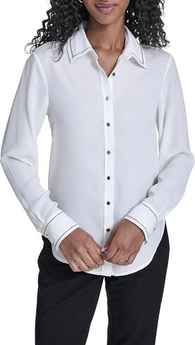 Calvin Klein Women's Long Sleeve Button Up Collared Blouse in Saudi Arabia