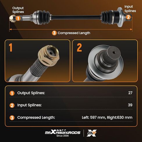maXpeedingrods Pair (2) Rear CV Axle Shaft Assembly for Yamaha Rhino 450 2006-2009, Rhino 660 2004-2007, Left and Right Side, Replace# 5UG-F530W-00-00, 5UG-F530W-00-00 in Saudi Arabia