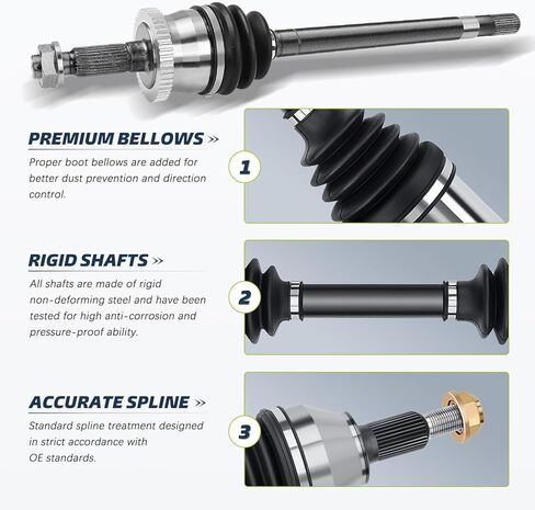 [4WD] Front Driver and Passenger Side CV Axle Compatible with 1999-2004 Jeep Grand Cherokee, 2000 2001 2002 2003 Assembly 60-3298 60-3299, 2 Pcs in Kuwait
