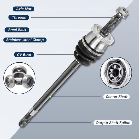 [4WD] Front Driver and Passenger Side CV Axle Compatible with 1999-2004 Jeep Grand Cherokee, 2000 2001 2002 2003 Assembly 60-3298 60-3299, 2 Pcs in Kuwait