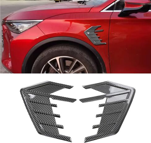 2PCS Car Fender Side Vents, Universal Spoiler Body Decoration Cover, ABS Fender Decorative Stickers Decorative Air Flow Intake Hole Grille Auto Exterior Accessories (Leaf,Black) in Saudi Arabia