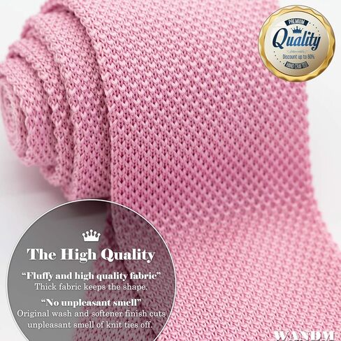 Men's Pointed Knit Tie Necktie Width 2.75 inches Washable Solid Color Powder Pink in Kuwait