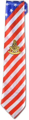 American Flag Past Master Masonic Neck Tie - [Red & White] in Saudi Arabia