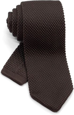 Men's Pointed Knit Tie Necktie Width 2.75 inches Washable Solid Color Dark Brown in Kuwait