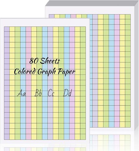 80 Sheets Colored Graph Paper Pad 11.69"x8.26" Math Notebook Grid 1/2 Inch Squares Large Quad Ruled Grid A4 Pastel Squares Graphing Paper for Handwriting Planning Dyslexia People in Kuwait