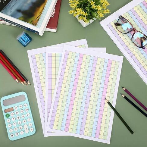 80 Sheets Colored Graph Paper Pad 11.69"x8.26" Math Notebook Grid 1/2 Inch Squares Large Quad Ruled Grid A4 Pastel Squares Graphing Paper for Handwriting Planning Dyslexia People in Kuwait