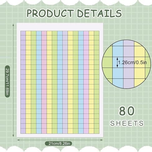 80 Sheets Colored Graph Paper Pad 11.69"x8.26" Math Notebook Grid 1/2 Inch Squares Large Quad Ruled Grid A4 Pastel Squares Graphing Paper for Handwriting Planning Dyslexia People in Kuwait