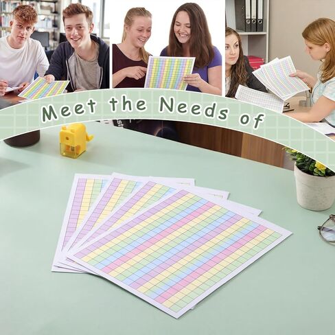 80 Sheets Colored Graph Paper Pad 11.69"x8.26" Math Notebook Grid 1/2 Inch Squares Large Quad Ruled Grid A4 Pastel Squares Graphing Paper for Handwriting Planning Dyslexia People in Kuwait