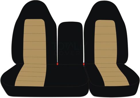 Totally Covers Compatible with 1997-2000 Ford F-150 Two-Tone Truck Seat Covers (Front 40/60 Split Bench) with Opening Center Console/Solid Armrest: Black & Red (21 Colors) F-Series F150 in Saudi Arabia