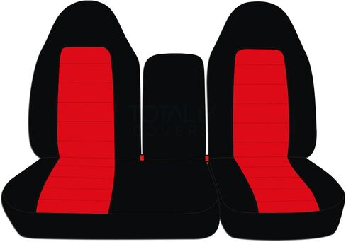 Totally Covers Compatible with 1997-2000 Ford F-150 Two-Tone Truck Seat Covers (Front 40/60 Split Bench) with Opening Center Console/Solid Armrest: Black & Red (21 Colors) F-Series F150 in Saudi Arabia