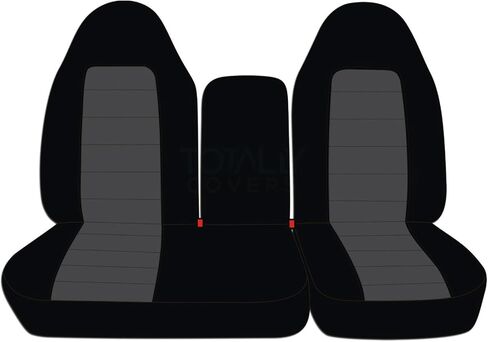Totally Covers Compatible with 1997-2000 Ford F-150 Two-Tone Truck Seat Covers (Front 40/60 Split Bench) with Opening Center Console/Solid Armrest: Black & Red (21 Colors) F-Series F150 in Saudi Arabia