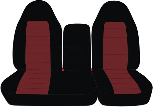 Totally Covers Compatible with 1997-2000 Ford F-150 Two-Tone Truck Seat Covers (Front 40/60 Split Bench) with Opening Center Console/Solid Armrest: Black & Red (21 Colors) F-Series F150 in Saudi Arabia