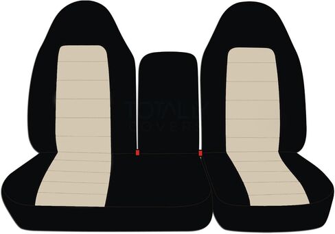 Totally Covers Compatible with 1997-2000 Ford F-150 Two-Tone Truck Seat Covers (Front 40/60 Split Bench) with Opening Center Console/Solid Armrest: Black & Red (21 Colors) F-Series F150 in Saudi Arabia