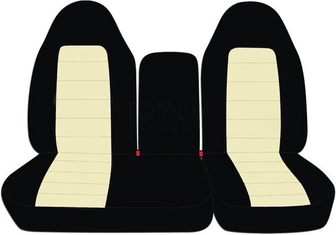 Totally Covers Compatible with 1997-2000 Ford F-150 Two-Tone Truck Seat Covers (Front 40/60 Split Bench) with Opening Center Console/Solid Armrest: Black & Red (21 Colors) F-Series F150 in Saudi Arabia
