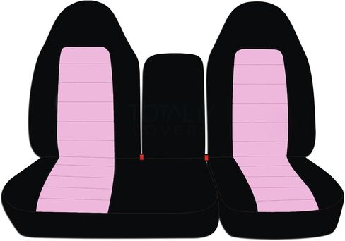 Totally Covers Compatible with 1997-2000 Ford F-150 Two-Tone Truck Seat Covers (Front 40/60 Split Bench) with Opening Center Console/Solid Armrest: Black & Red (21 Colors) F-Series F150 in Saudi Arabia